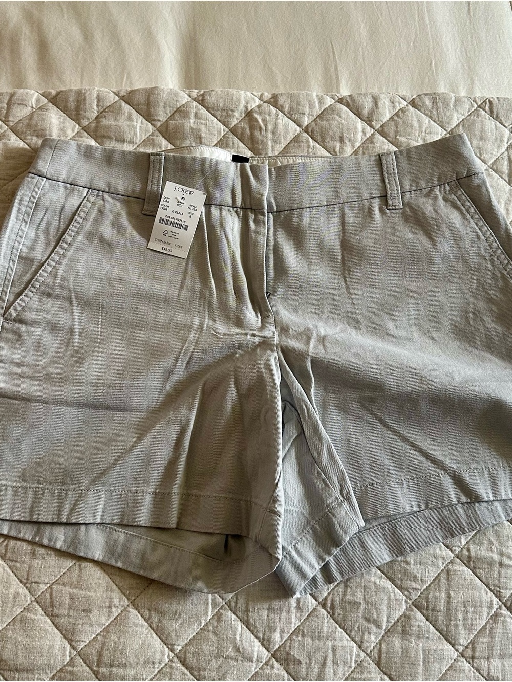 J. Crew Women's Light Gray Cotton-Blend Shorts, 5” inseam size 8